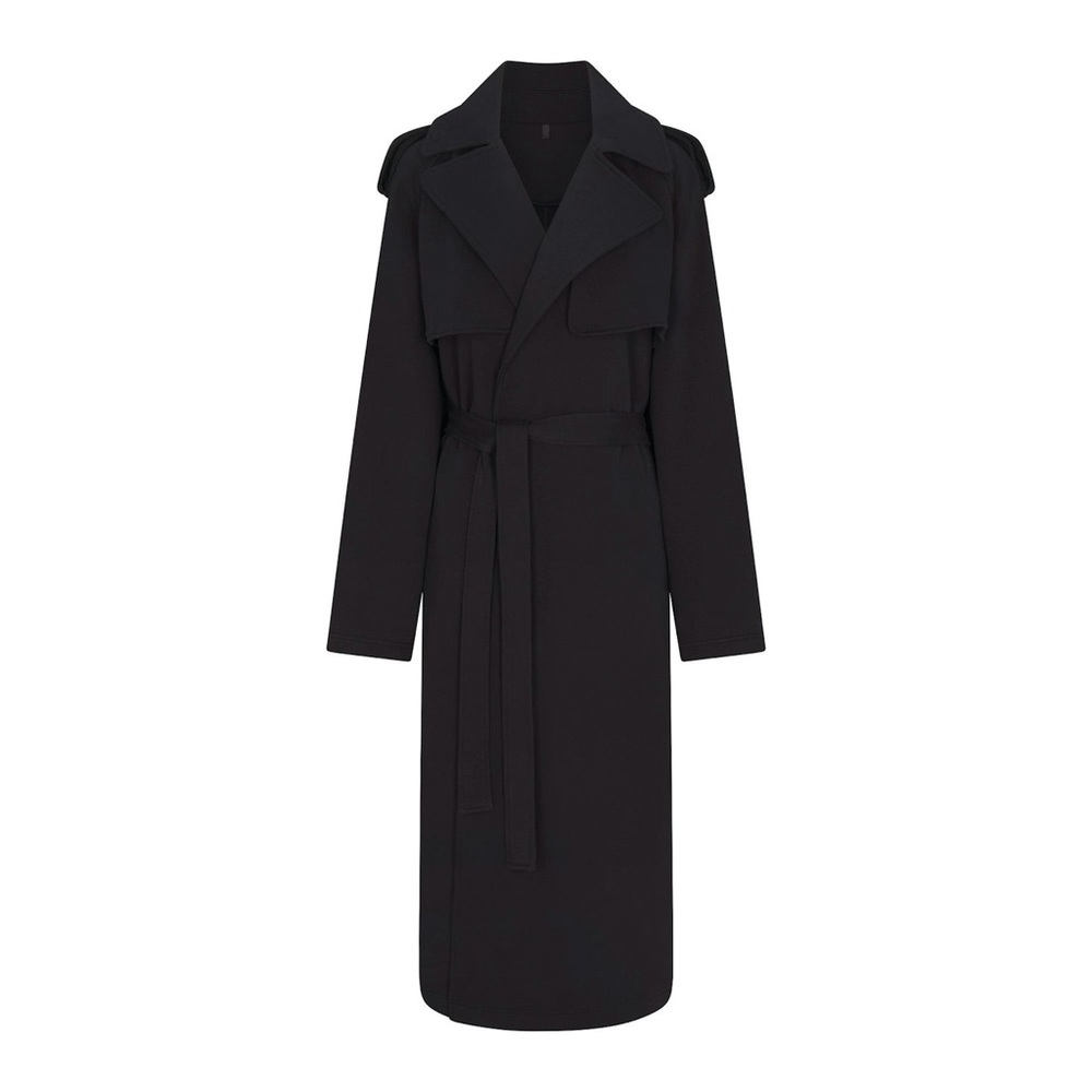 SKIMS Oversized Black Boyfriend Fleece Trench Coat Small NWT